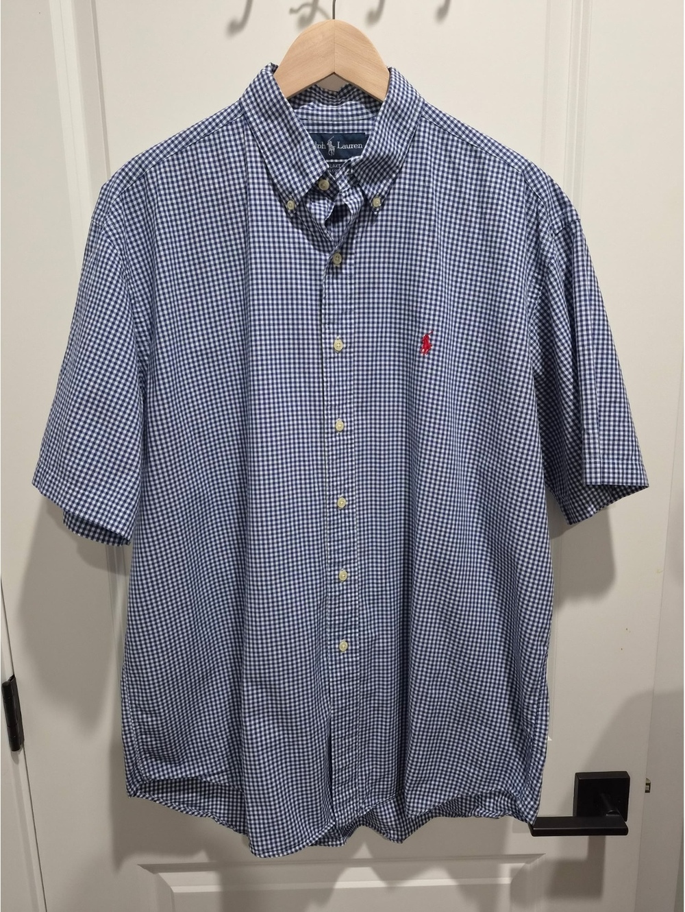 Vintage 1990s Ralph Lauren "Blake" Short Sleeve Gingham Button Down - Large